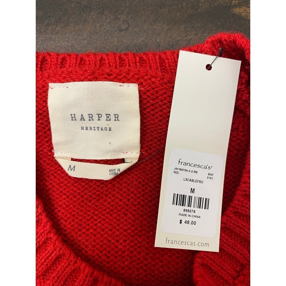 Harper Heritage Francesca's Red Knit Mini Sweater Dress Red Long Sleeve Size M - Picture 5 of 9